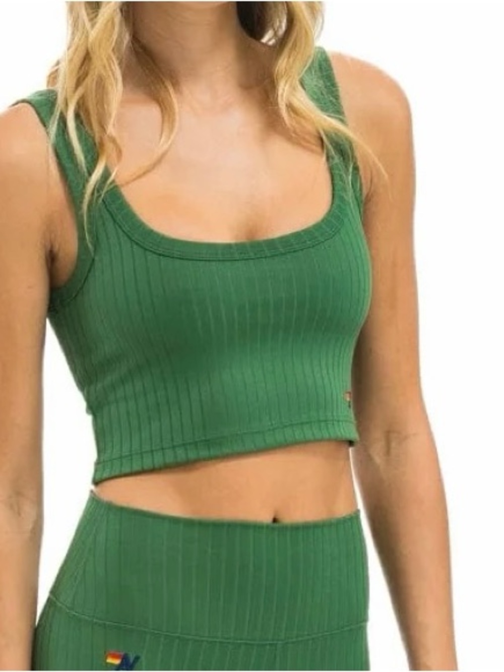 NWT XS Aviator Nation Green Ribbed Crop Tank Top - Women
